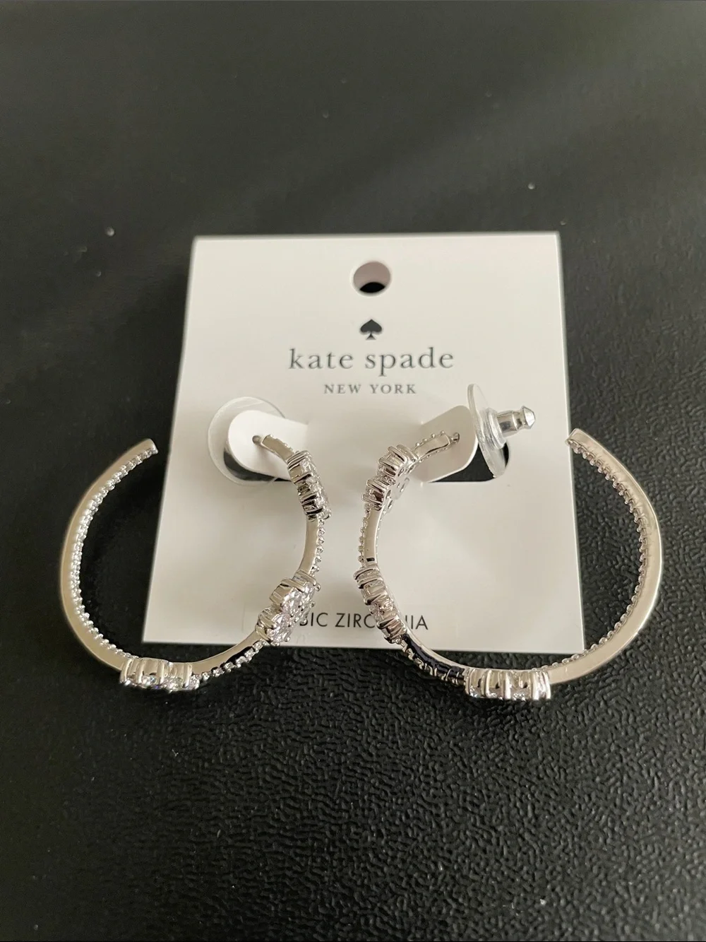 kate spade Silver Crystal Hoop Earrings